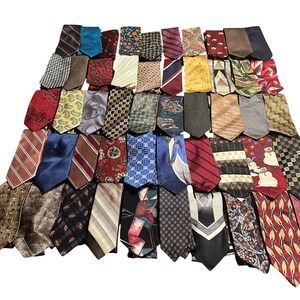 Bulk Lot 50 Mens Neckties Assorted Silk Blend Patterns Stripes Paisley Holiday